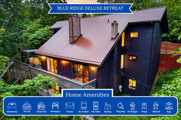 6BR Asheville: Bowling+Hot Tub+Theater | 16 Guests